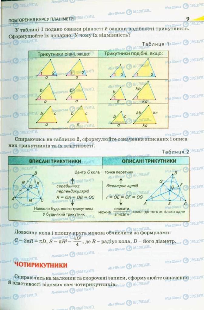Підручники Геометрія 10 клас сторінка 9
