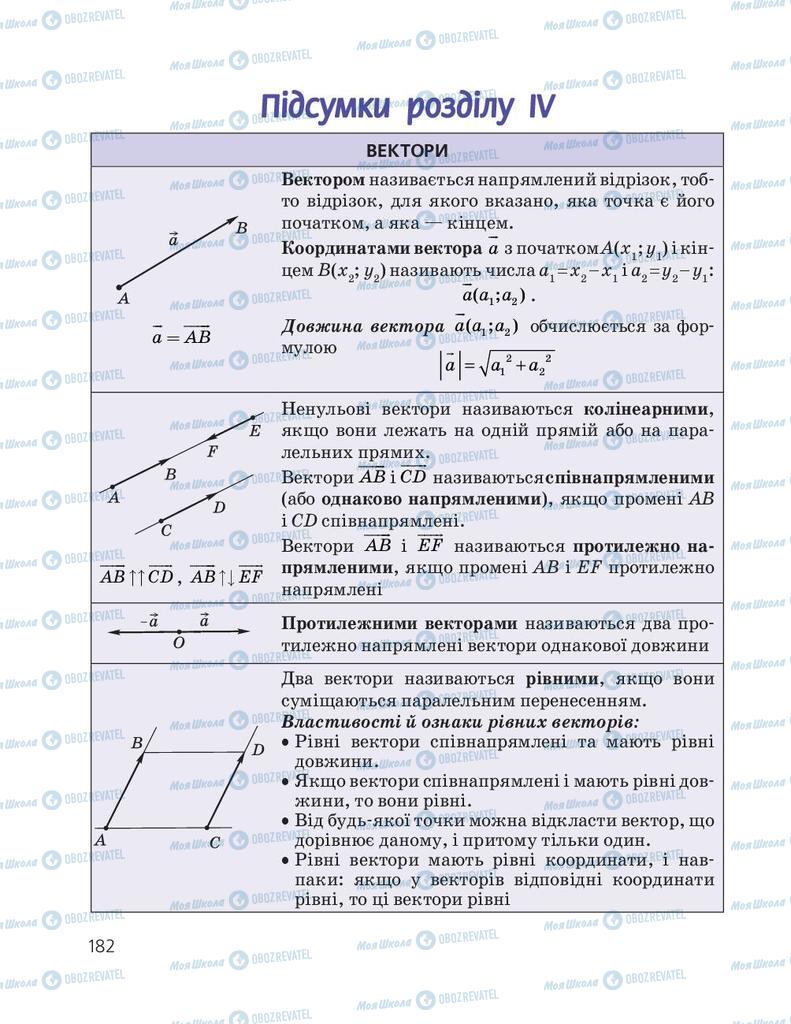 Підручники Геометрія 9 клас сторінка 182