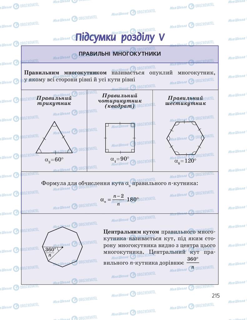 Підручники Геометрія 9 клас сторінка 215