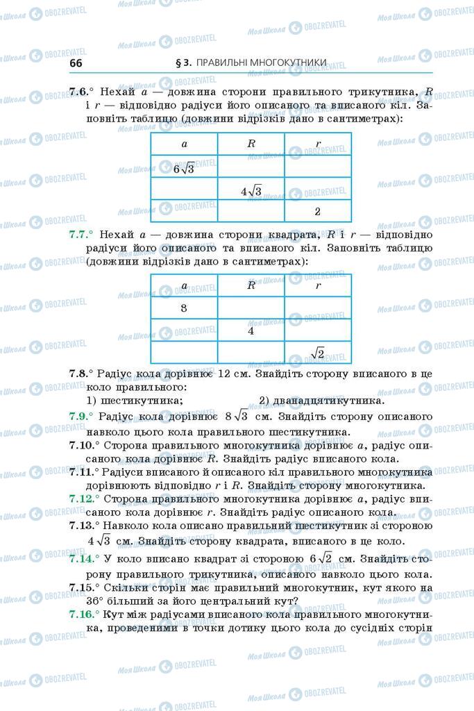 Підручники Геометрія 9 клас сторінка 66