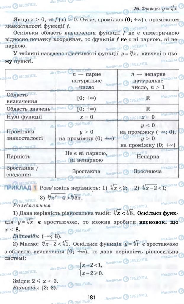 Підручники Алгебра 10 клас сторінка 181