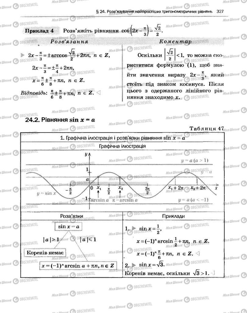 Підручники Алгебра 10 клас сторінка 327