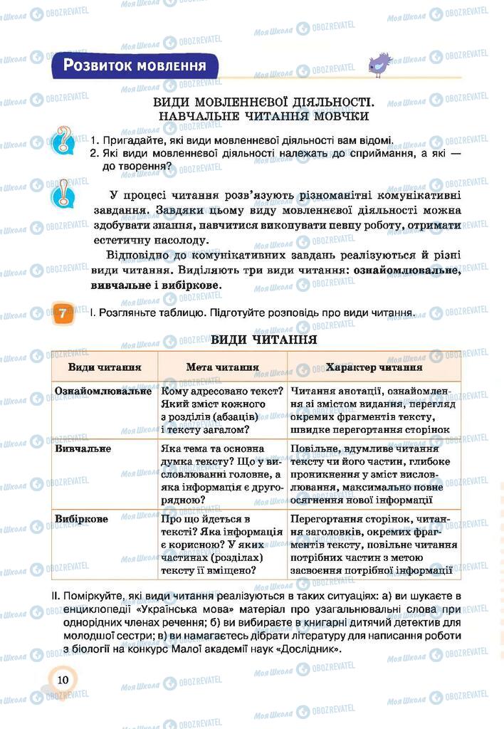 Учебники Укр мова 9 класс страница 10