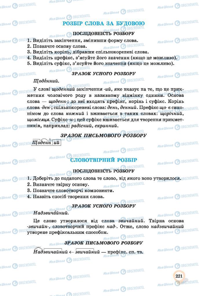 Підручники Українська мова 9 клас сторінка  221