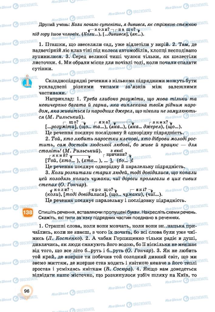 Підручники Українська мова 9 клас сторінка 96