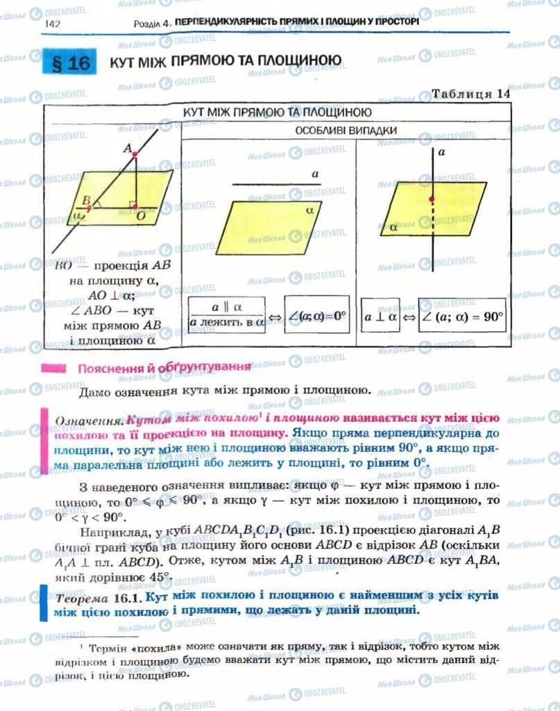 Підручники Геометрія 10 клас сторінка 142
