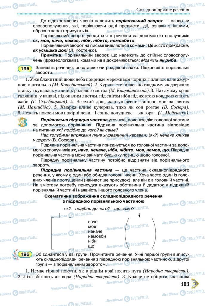 Підручники Українська мова 9 клас сторінка 103