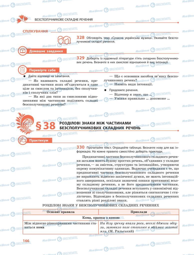 Учебники Укр мова 9 класс страница 166