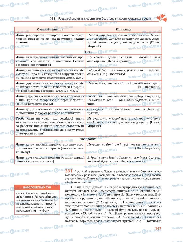 Учебники Укр мова 9 класс страница 167