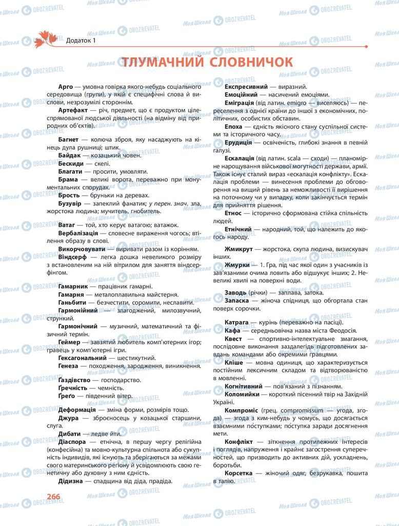 Підручники Українська мова 9 клас сторінка  266