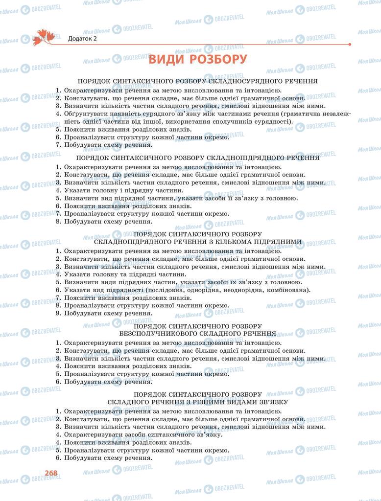 Підручники Українська мова 9 клас сторінка  268