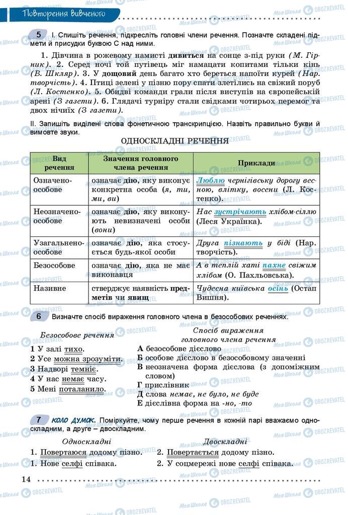 Підручники Українська мова 9 клас сторінка 14