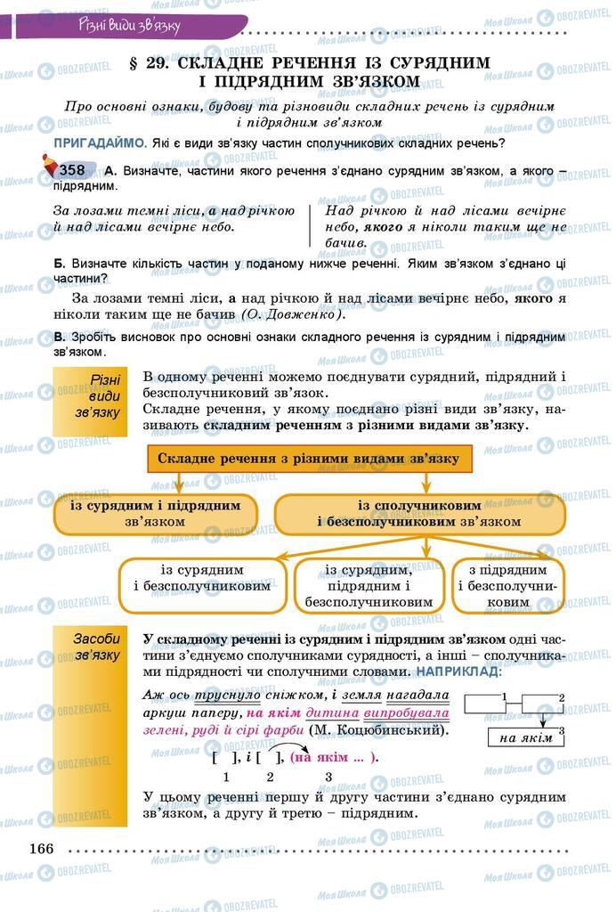 Підручники Українська мова 9 клас сторінка  166