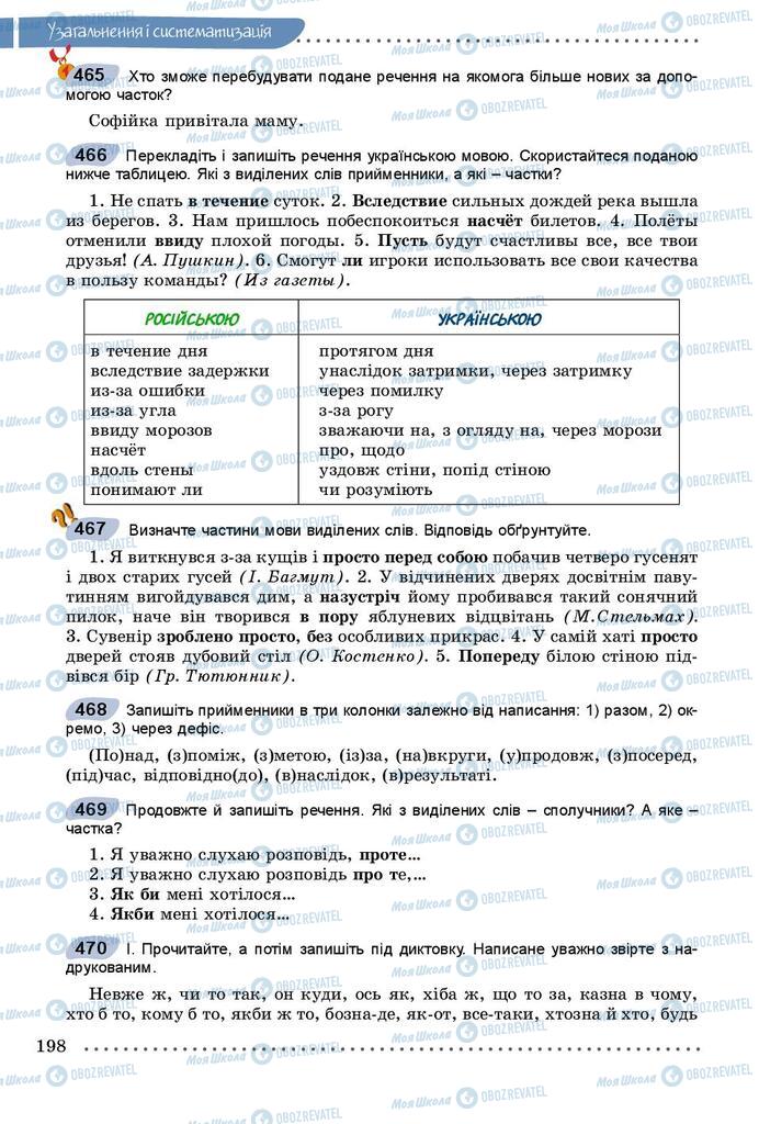 Підручники Українська мова 9 клас сторінка 198