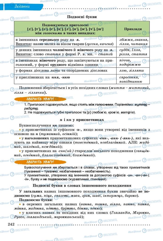 Підручники Українська мова 9 клас сторінка 242