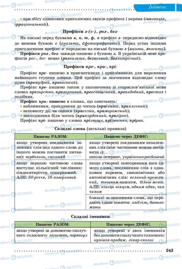 Підручники Українська мова 9 клас сторінка 243