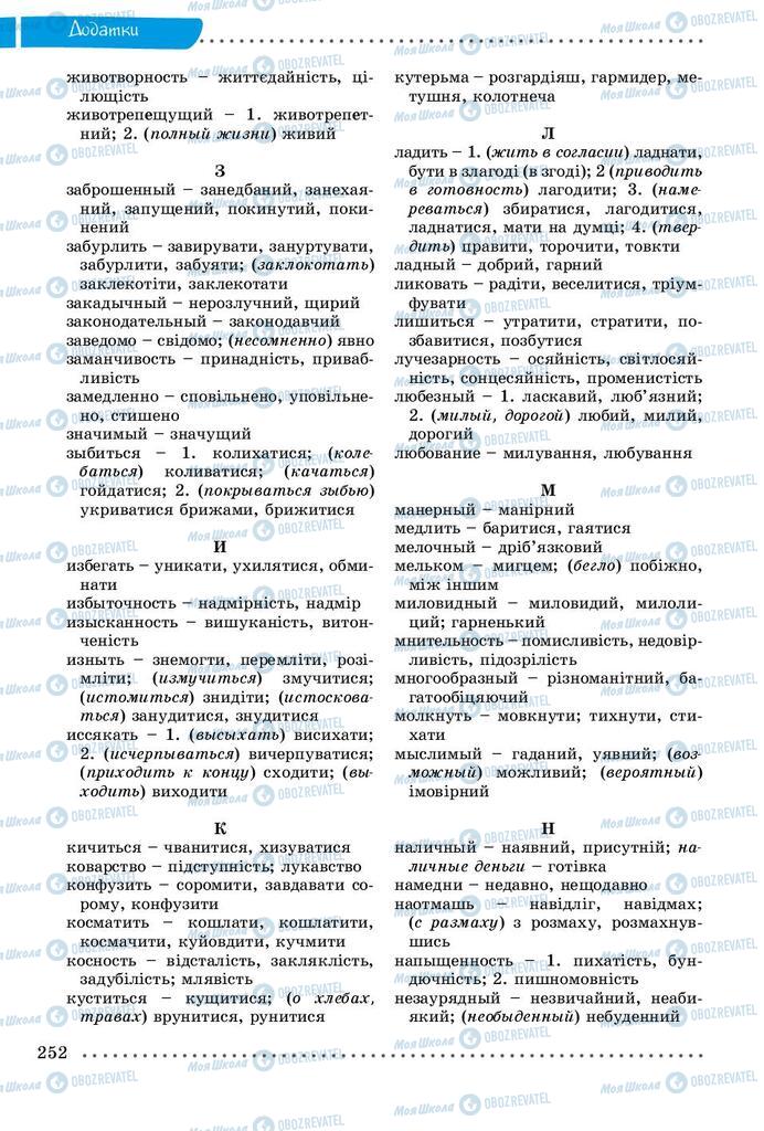 Підручники Українська мова 9 клас сторінка 252