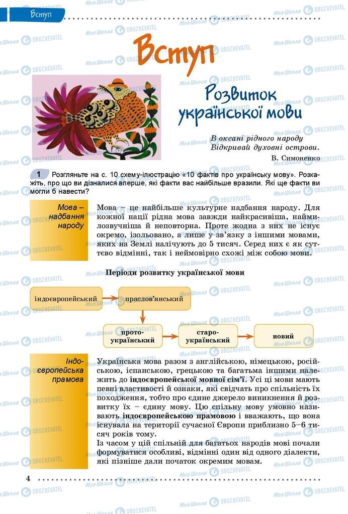 Підручники Українська мова 9 клас сторінка  4