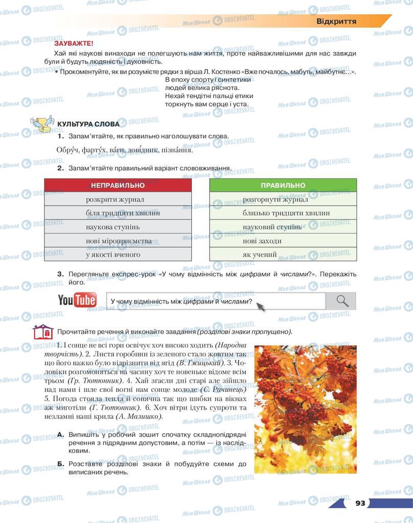 Підручники Українська мова 9 клас сторінка 93