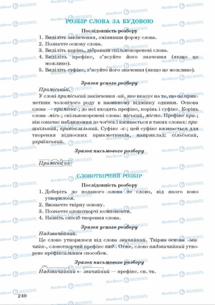 Учебники Укр мова 9 класс страница  240
