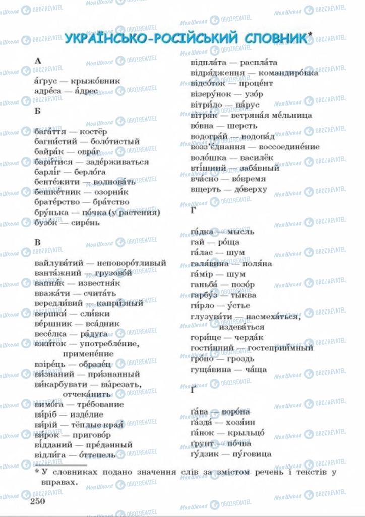 Підручники Українська мова 9 клас сторінка 250