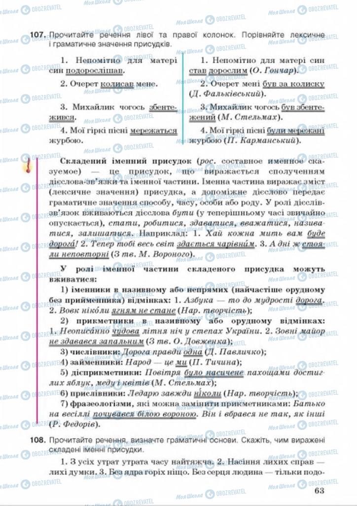 Учебники Укр мова 9 класс страница 63