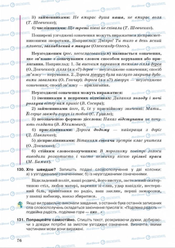Підручники Українська мова 9 клас сторінка  76