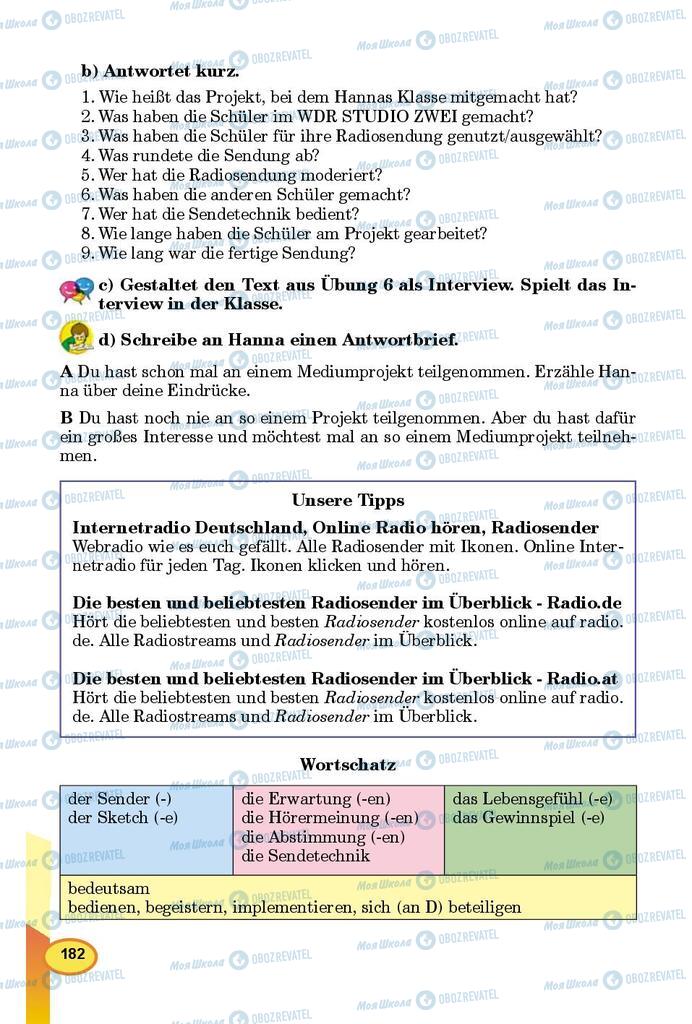 Підручники Німецька мова 9 клас сторінка 182
