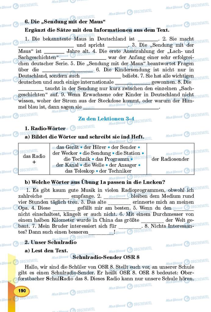 Підручники Німецька мова 9 клас сторінка 190