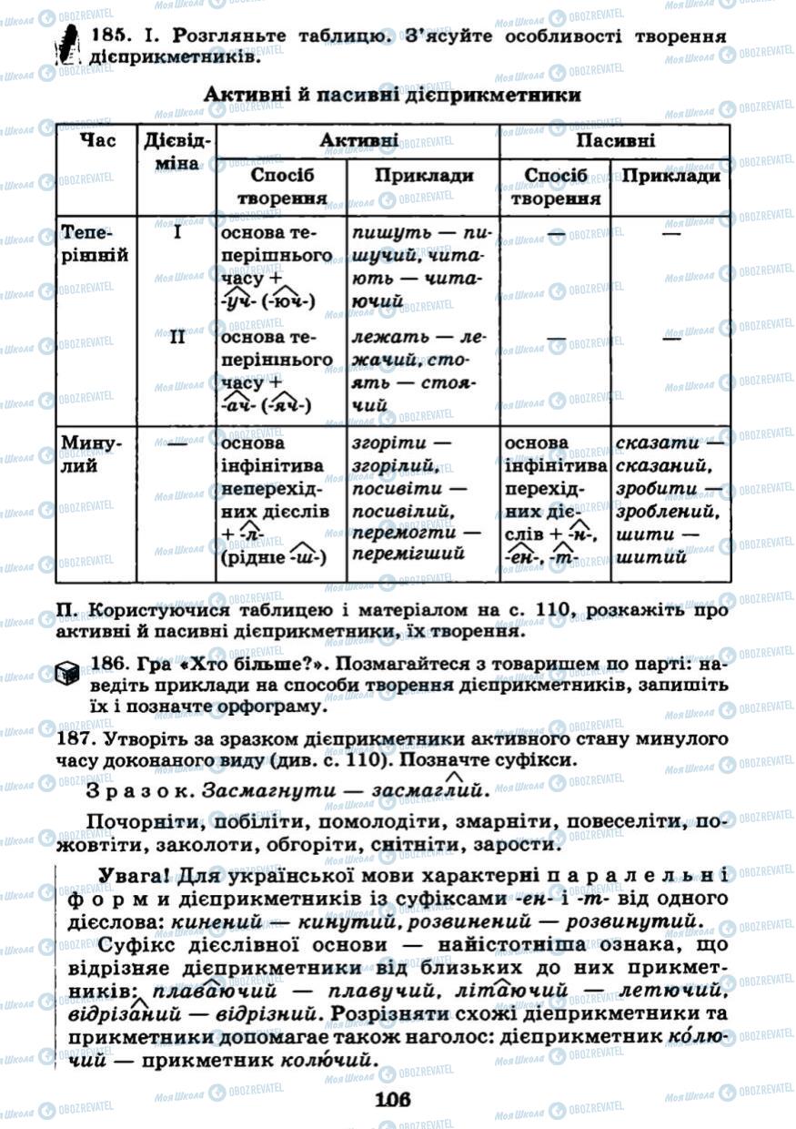 Підручники Українська мова 7 клас сторінка 106