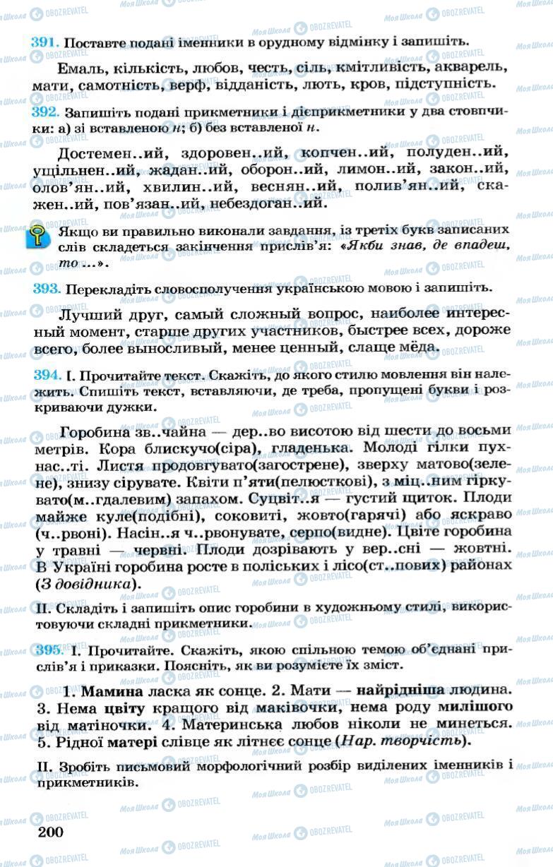 Підручники Українська мова 7 клас сторінка 200