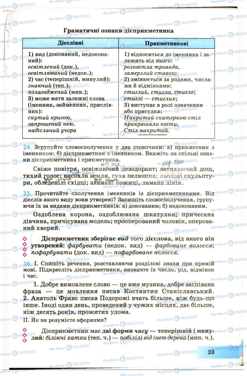 Учебники Укр мова 7 класс страница 23