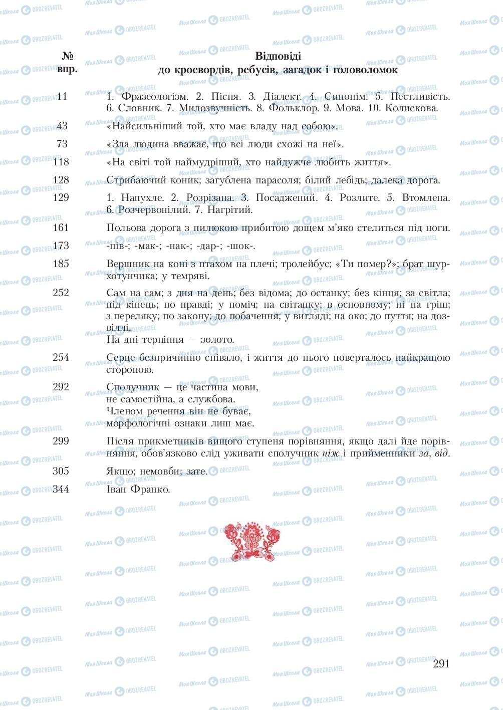 Підручники Українська мова 7 клас сторінка  291