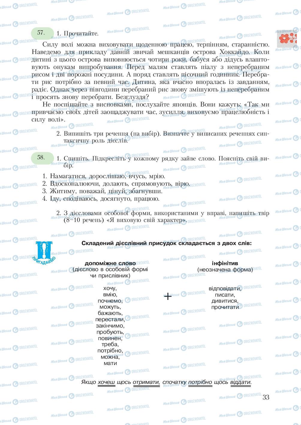 Підручники Українська мова 7 клас сторінка 33