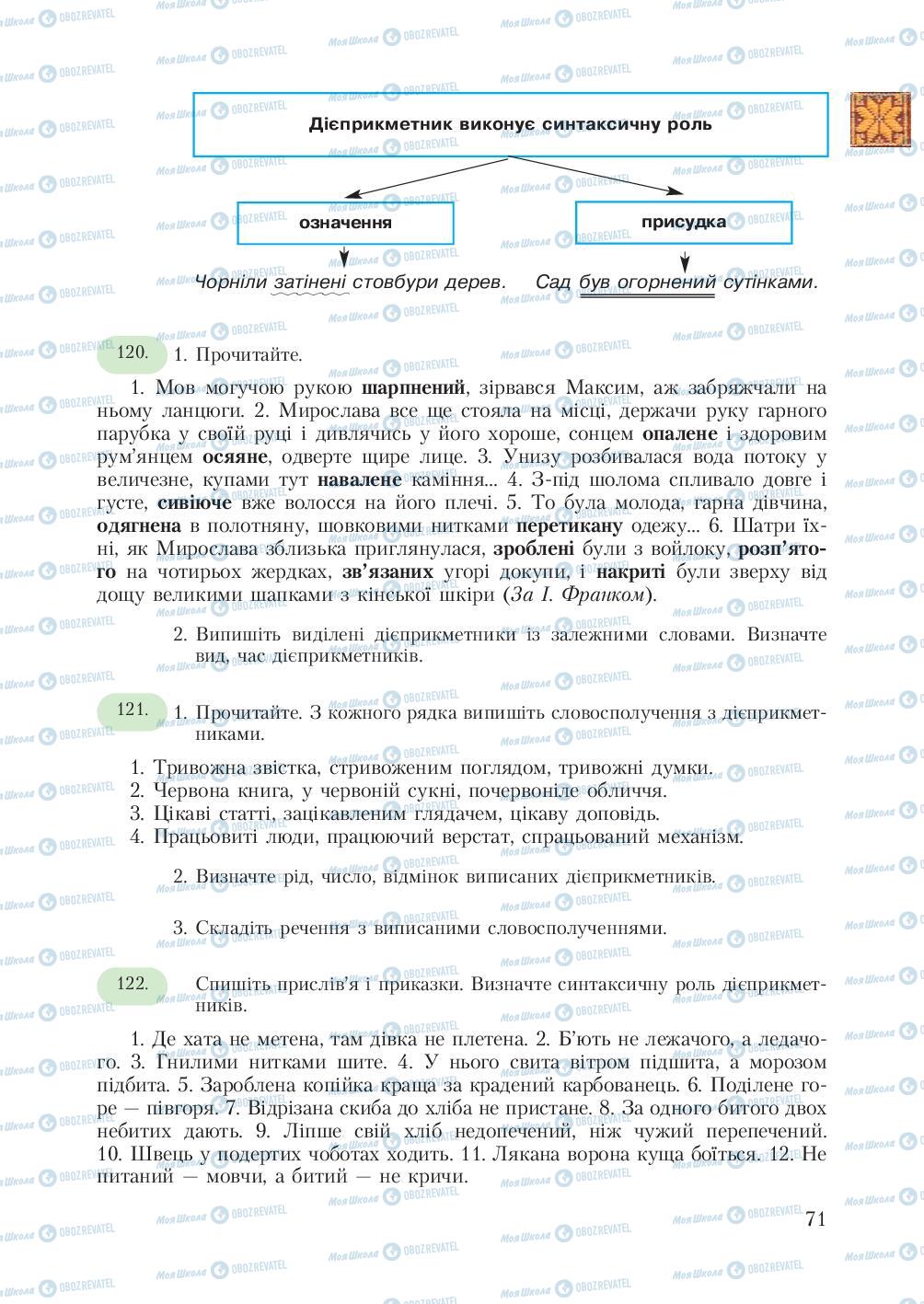 Учебники Укр мова 7 класс страница 71