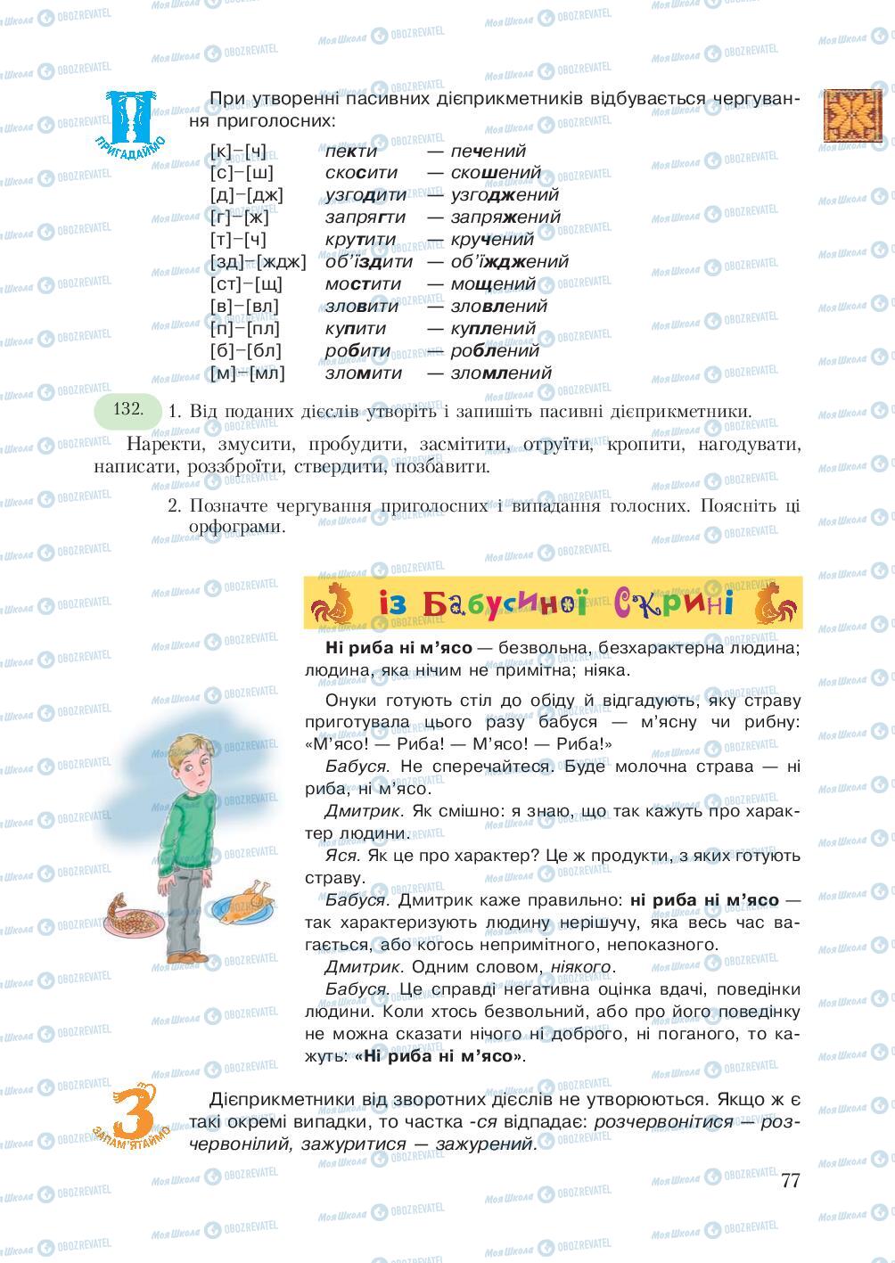 Підручники Українська мова 7 клас сторінка 77