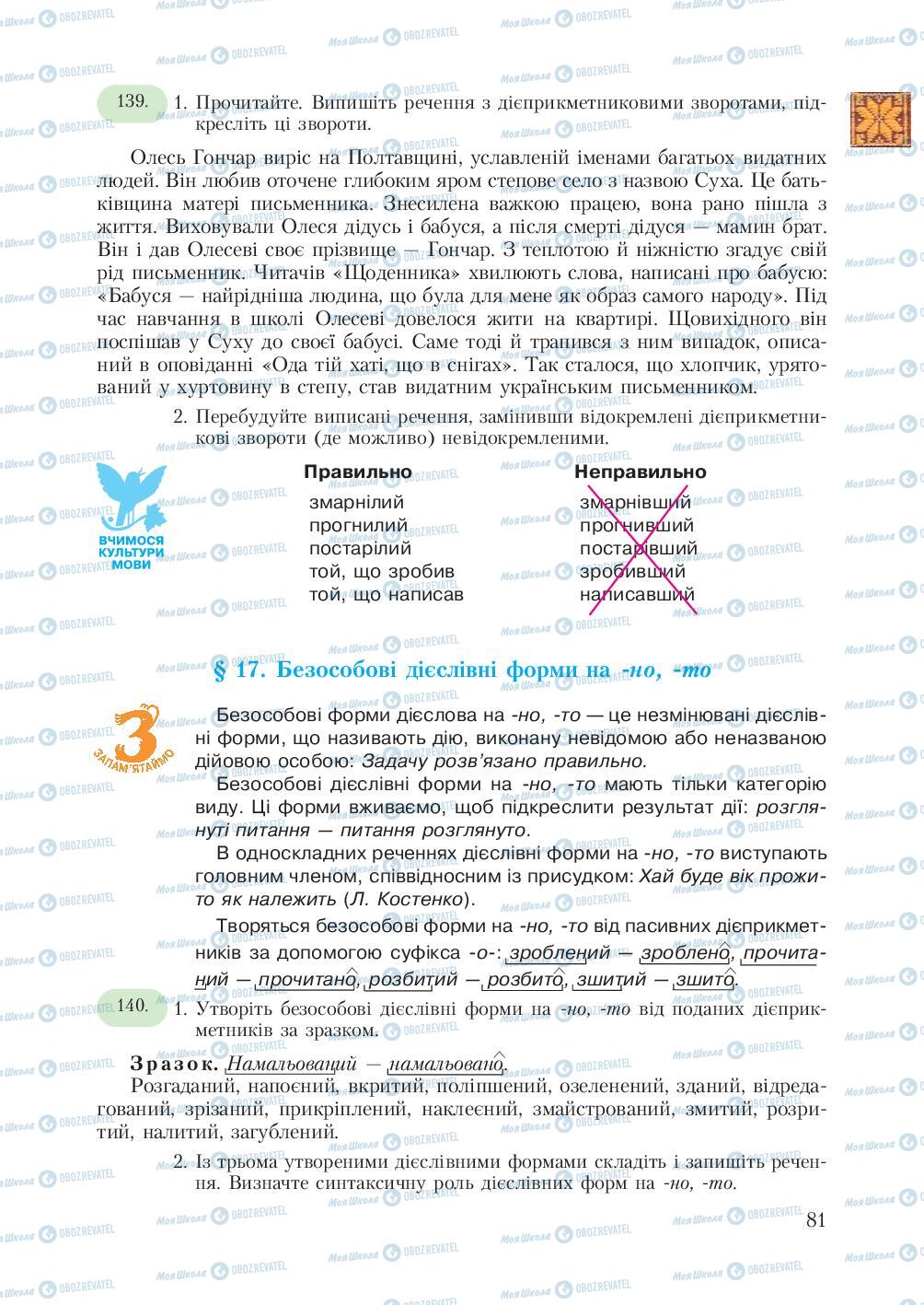 Підручники Українська мова 7 клас сторінка 81