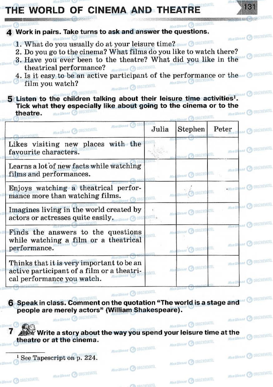 Підручники Англійська мова 7 клас сторінка 131