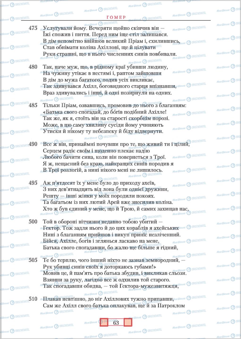 Підручники Зарубіжна література 8 клас сторінка  63