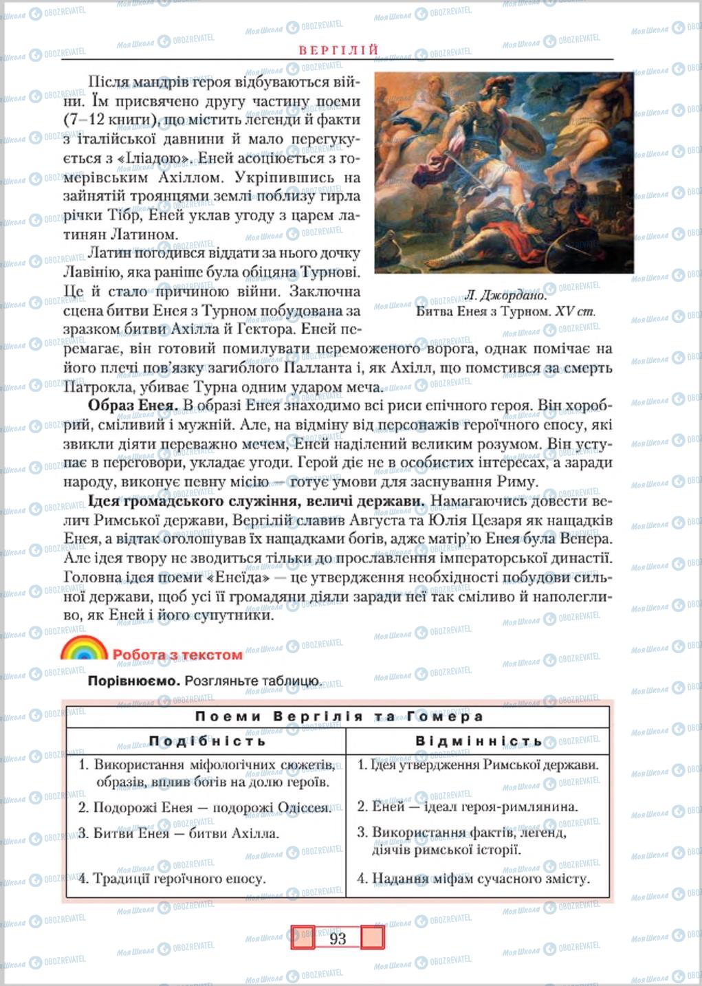 Підручники Зарубіжна література 8 клас сторінка  93