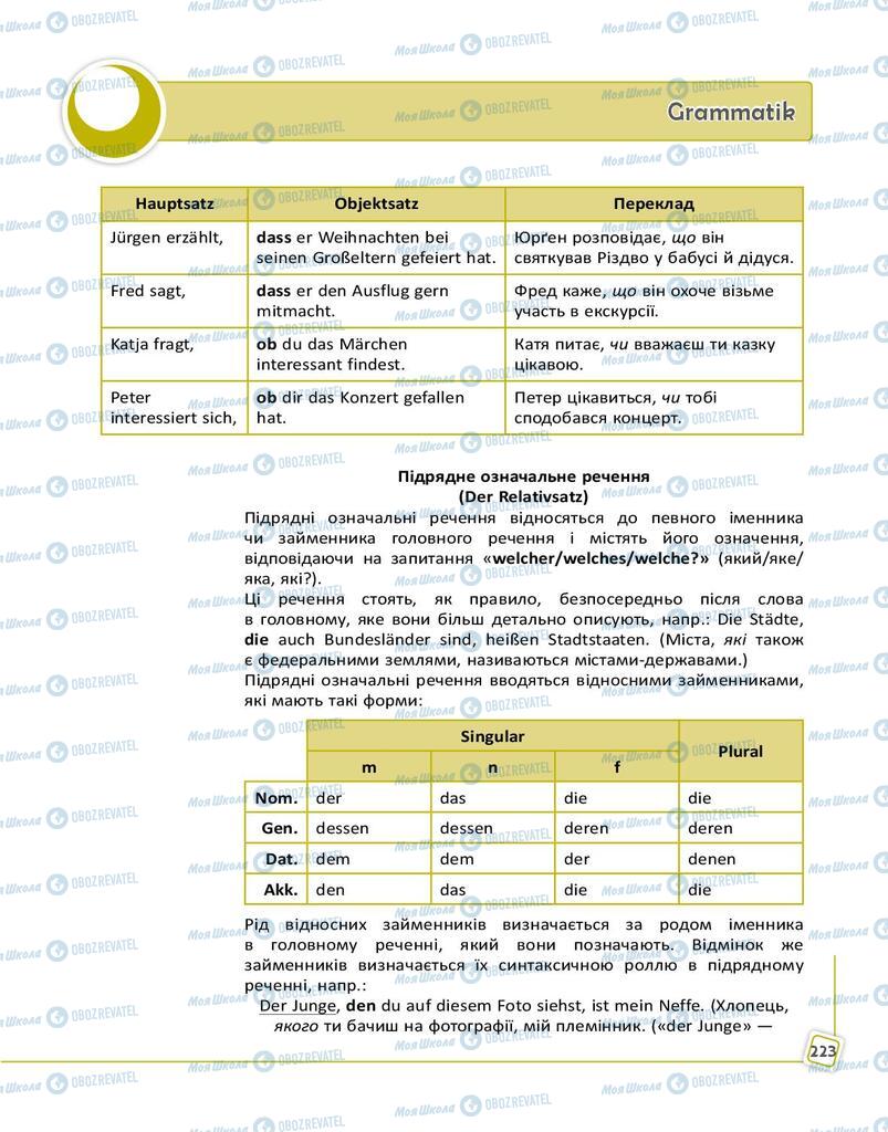 Підручники Німецька мова 9 клас сторінка 223