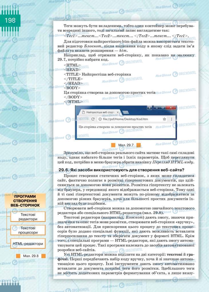 Підручники Інформатика 9 клас сторінка 198