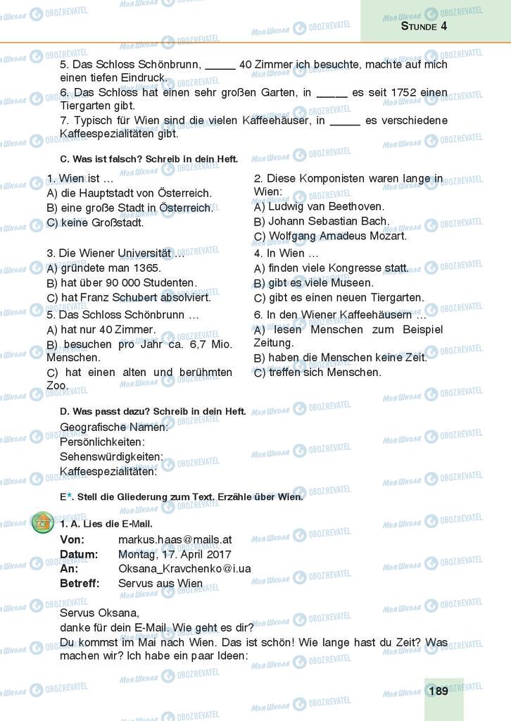 Підручники Німецька мова 9 клас сторінка 189