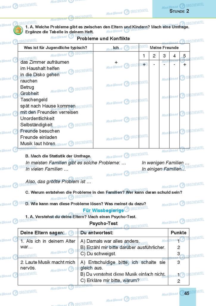 Підручники Німецька мова 9 клас сторінка 45