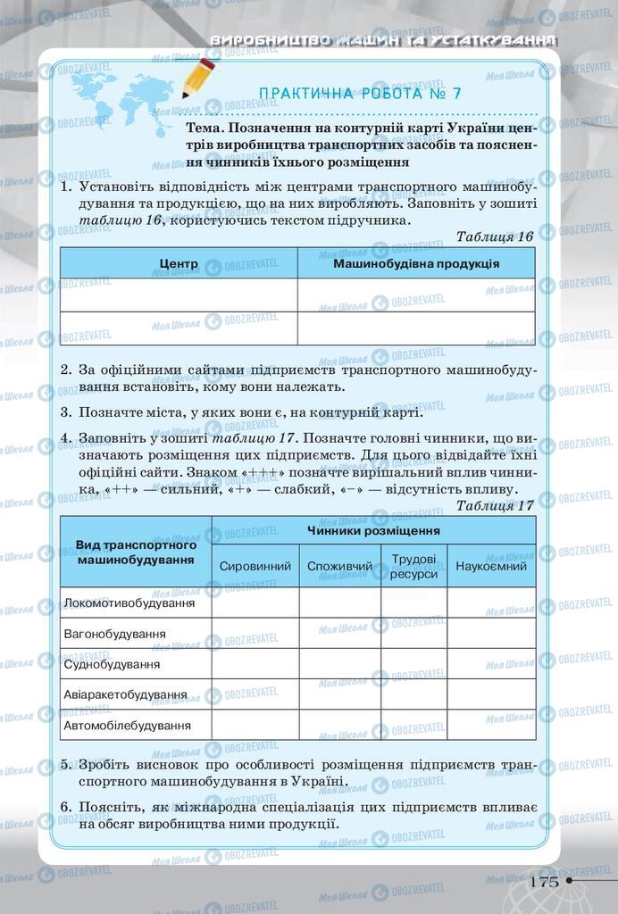 Підручники Географія 9 клас сторінка 175