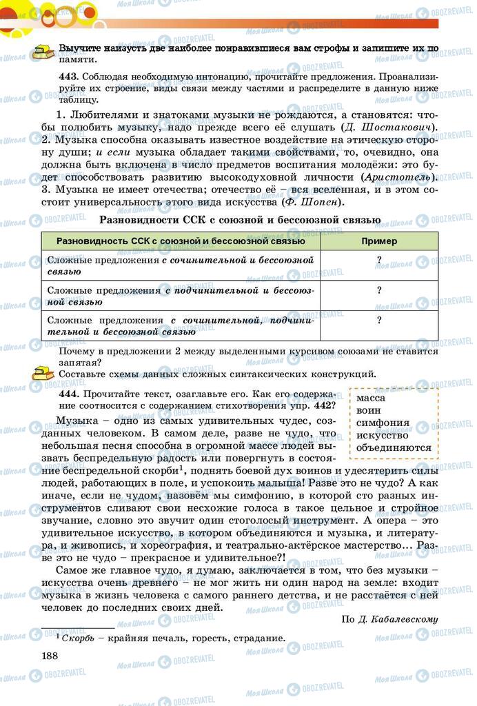 Підручники Російська мова 9 клас сторінка 188