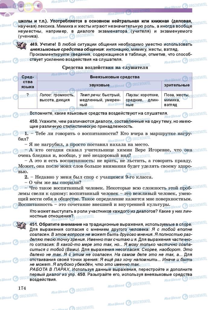 Підручники Російська мова 9 клас сторінка 174
