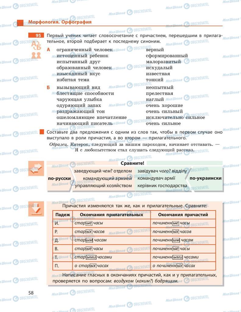 Підручники Російська мова 9 клас сторінка 58