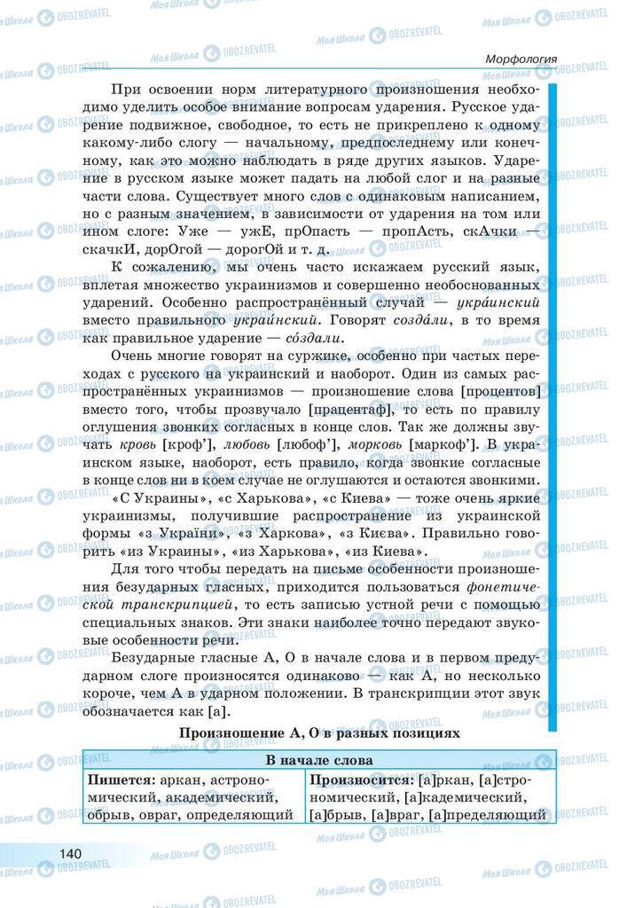Підручники Російська мова 9 клас сторінка 140