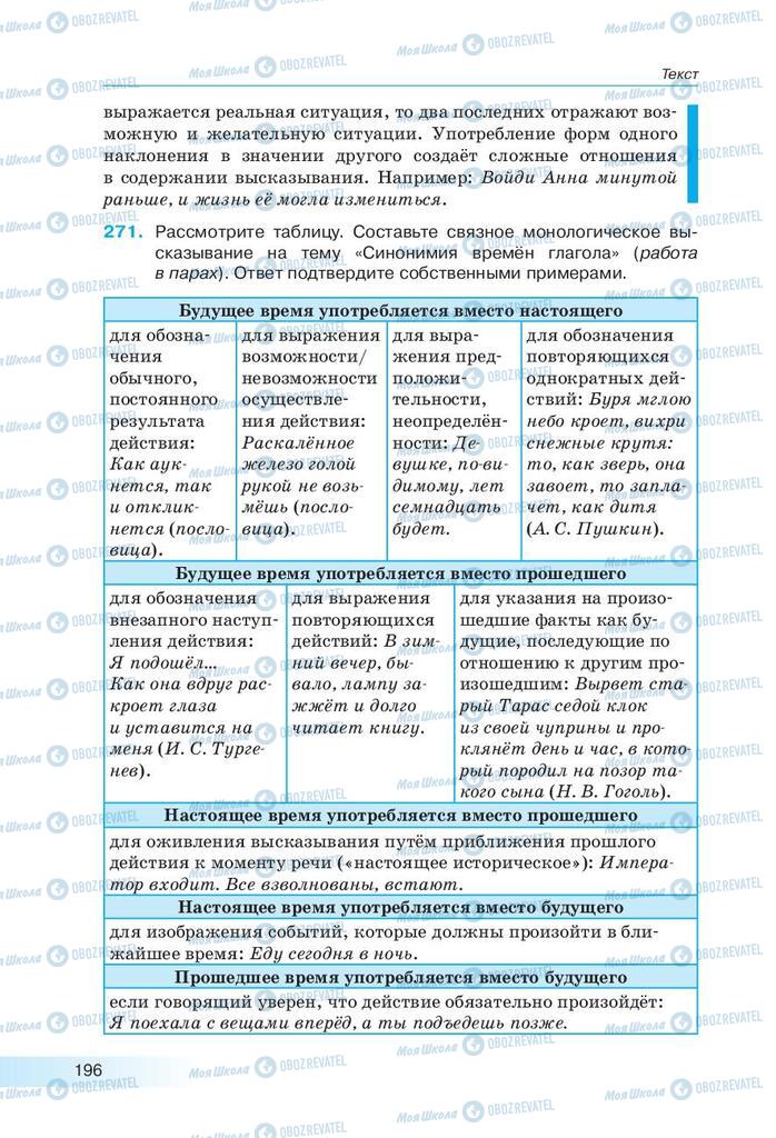 Підручники Російська мова 9 клас сторінка 196